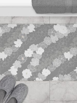 Bath Mat- Puakenikeni En Face Flower Leis (Gray)